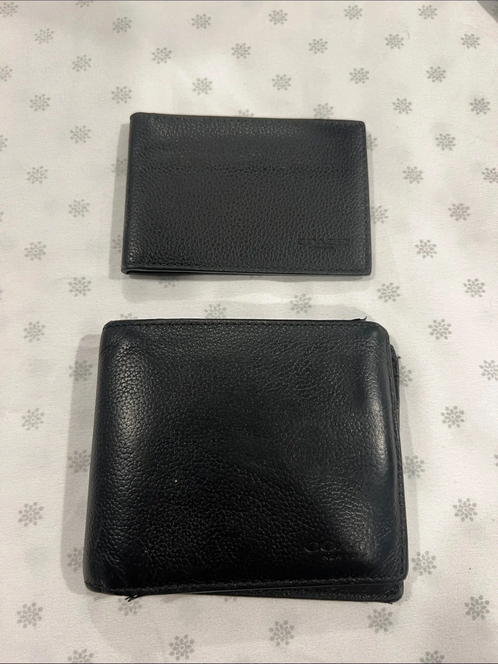 Coach Black Leather Money Clip Wallet Set